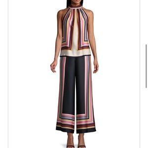 Trina Turk wide Pants and Stripe Print Shelter Top